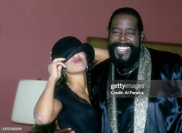 Musician Barry White appears in a photo with MTV's "Downtown" Julie Brown during a portrait session taken on October 8 in New York City.