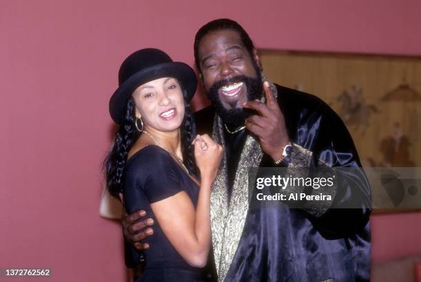 Musician Barry White appears in a photo with MTV's "Downtown" Julie Brown during a portrait session taken on October 8 in New York City.