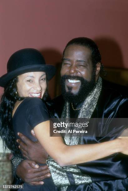 Musician Barry White appears in a photo with MTV's "Downtown" Julie Brown during a portrait session taken on October 8 in New York City.