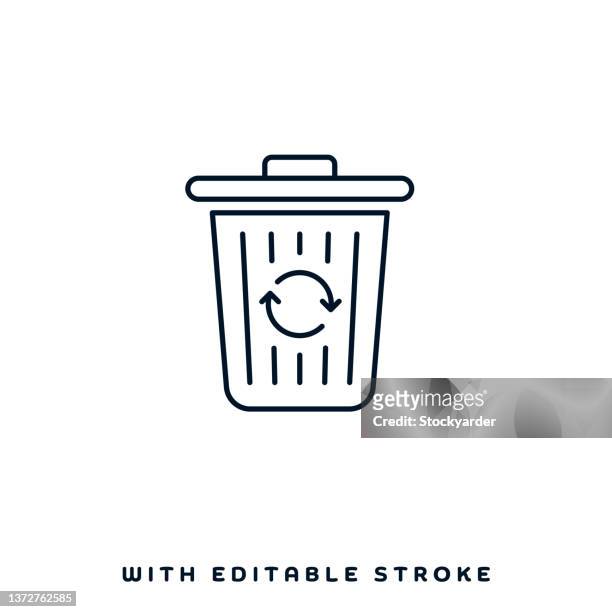 illustrazioni stock, clip art, cartoni animati e icone di tendenza di design dell'icona della linea di rifiuti riciclabili - rifiuto