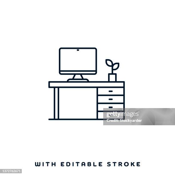 office automation line icon design - office automation stock illustrations