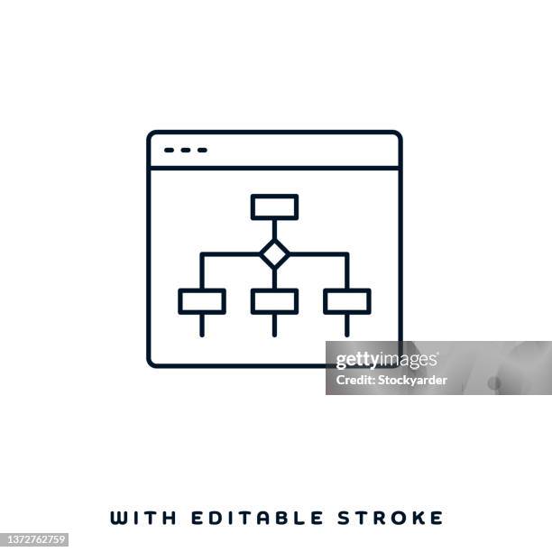 organization administration line icon design - organisation chart stock illustrations