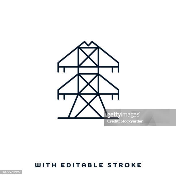 strommast linie icon design - electricity pylon stock-grafiken, -clipart, -cartoons und -symbole