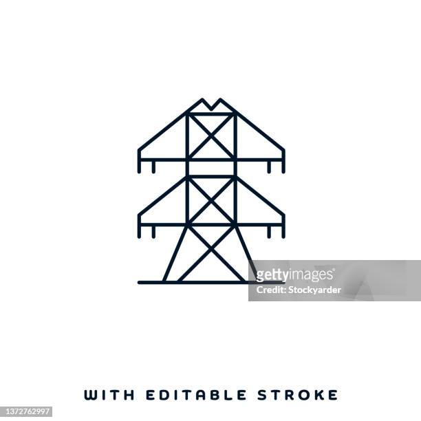 bildbanksillustrationer, clip art samt tecknat material och ikoner med electricity pylon line icon design - electricity pylon