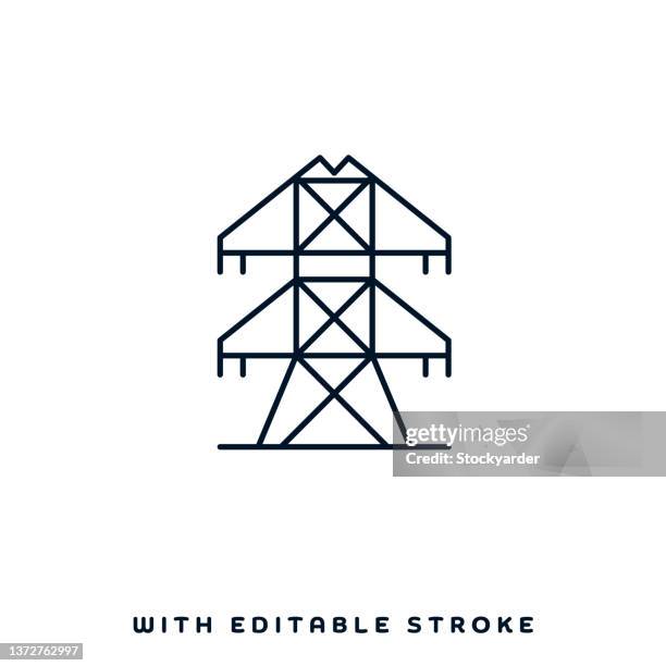 electricity pylon line icon design - electricity pylon stock illustrations