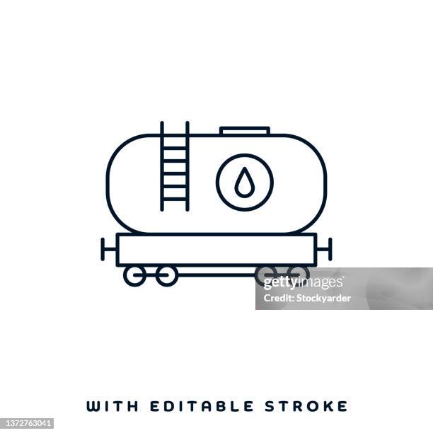 oil tanker line icon design - oil pipeline truck stock illustrations