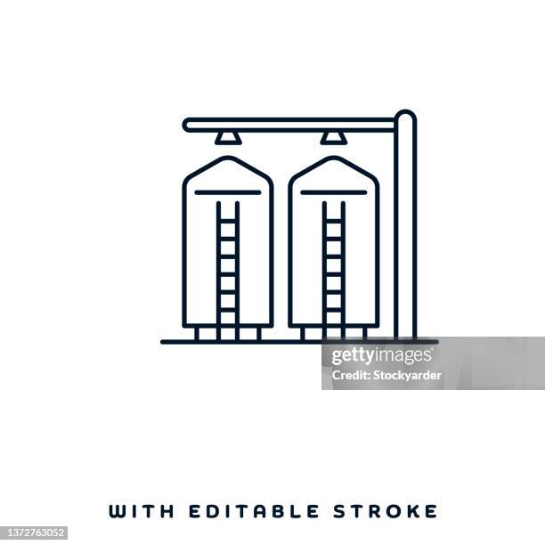 tower silo line icon design - farmhouse stock illustrations