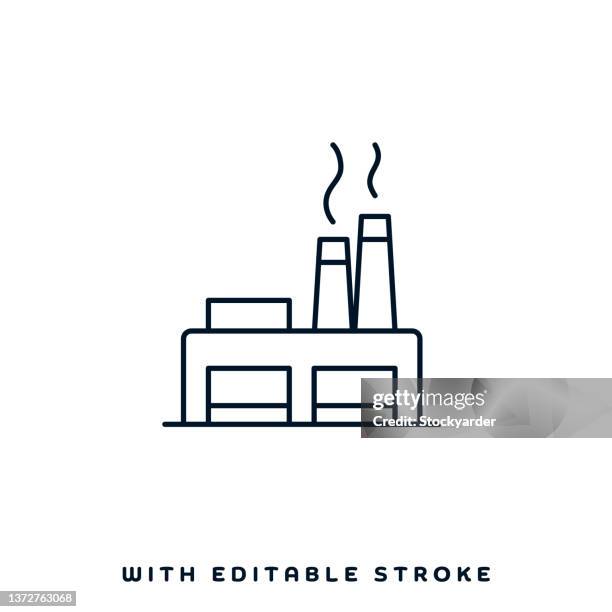 carbon footprint line icon design - smoke stack stock illustrations