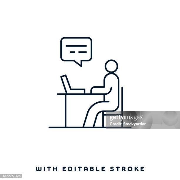 interview record line icon design - zoom interview stock illustrations