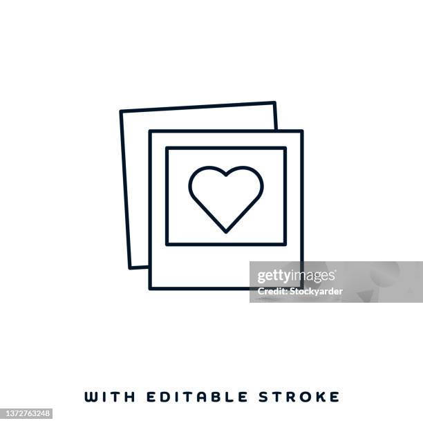 social media post line icon design - instant camera icon stock illustrations