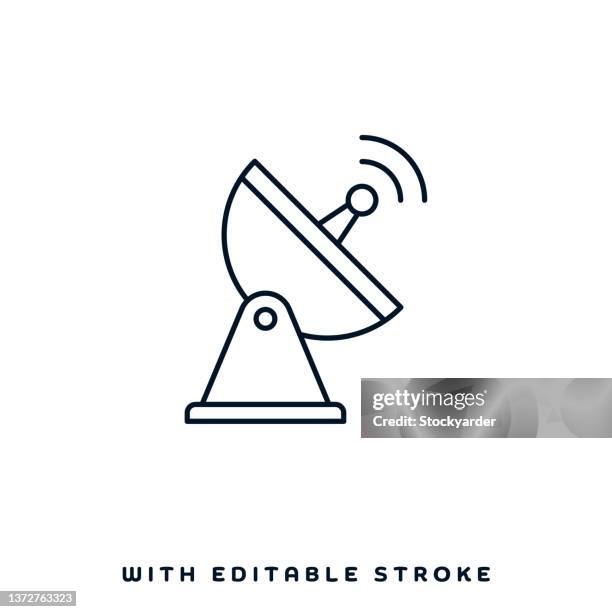 satellite bandwidth line icon design - communications tower editable stock illustrations