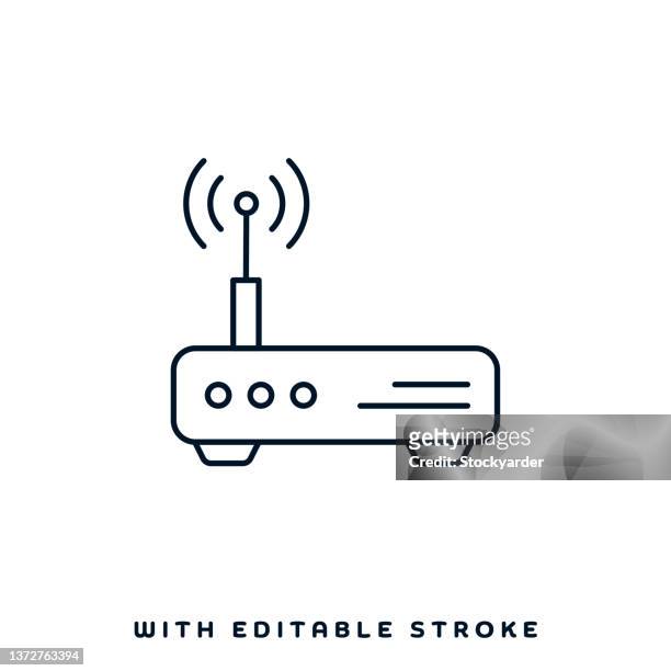 modem connection line icon design - modem stock illustrations