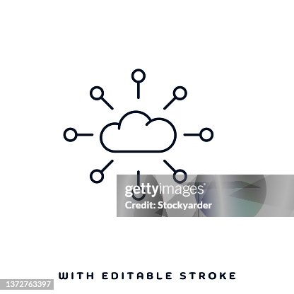 Cloud File Sharing Line Icon Design Cloud File Sharing Line Icon Design