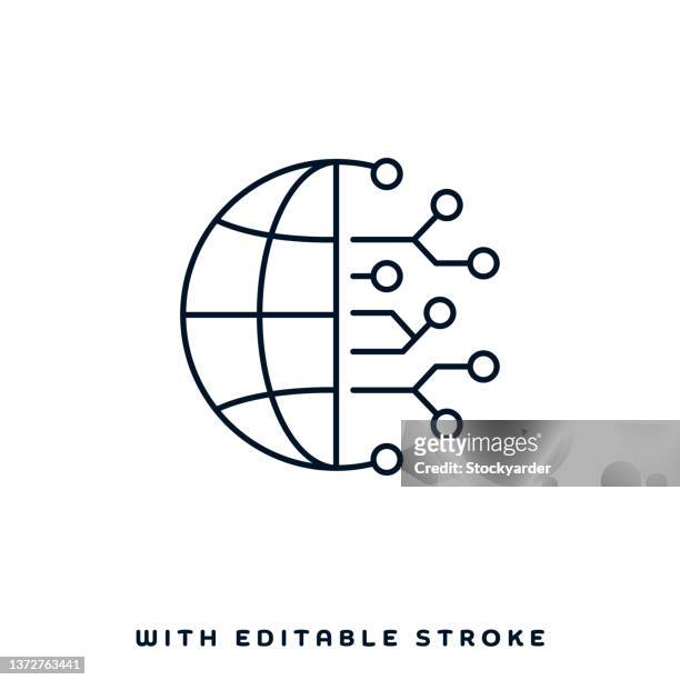 internet address line icon design - connecting the world stock illustrations