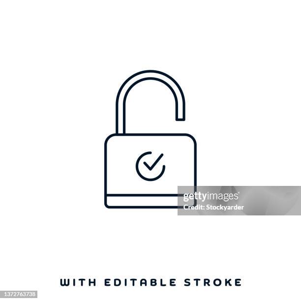 stockillustraties, clipart, cartoons en iconen met security lock line icon design - op slot doen