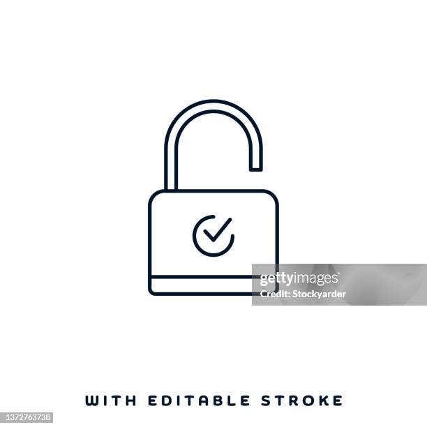 ilustrações de stock, clip art, desenhos animados e ícones de security lock line icon design - lock