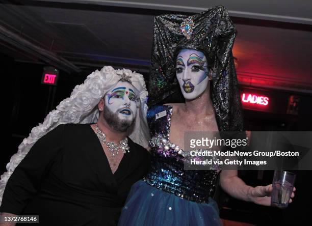Members of The Boston Sisters of Perpetual Indulgence, Novice Sister Shiny Brite and Sister Lida Christ during the climACTS! WET Presented by The...