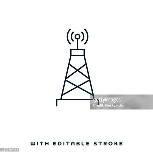 illustrazioni stock, clip art, cartoni animati e icone di tendenza di progettazione dell'icona della linea di infrastruttura 5g - communications tower