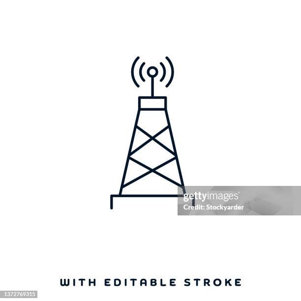 bildbanksillustrationer, clip art samt tecknat material och ikoner med 5g infrastructure line icon design - radio och tv utsändning