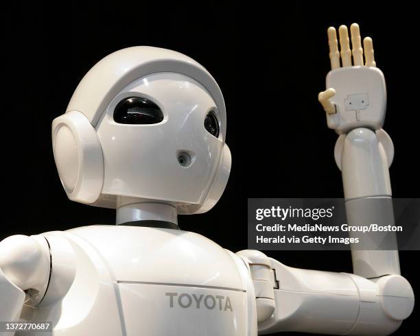 Toyota's trumpet playing Partner Robot is being displayed at the National Science Teachers' Association National Convention in the Boston Convention...