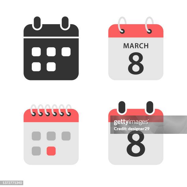 calendar icon set vector design. - week eight stock illustrations