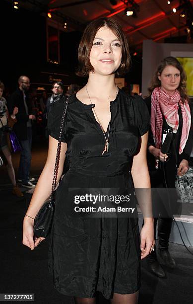 Julia Tewaag arrives at the Alexandra Kiesel Autumn/Winter 2012 fashion show during Mercedes-Benz Fashion Week Berlin at Brandenburg Gate on January...