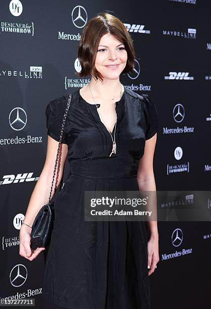 Julia Tewaag arrives at the Alexandra Kiesel Autumn/Winter 2012 fashion show during Mercedes-Benz Fashion Week Berlin at Brandenburg Gate on January...