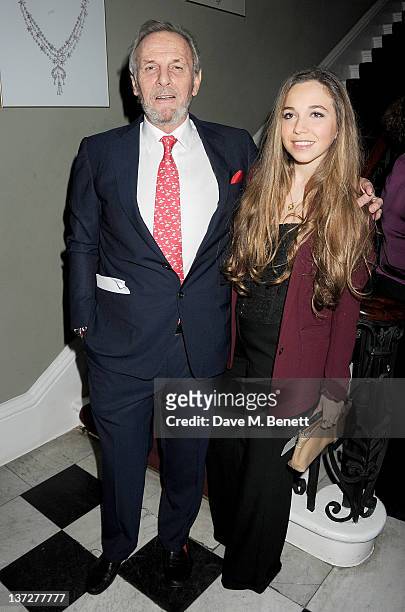 Mark Shand and daughter Ayesha attend the Faberge Big Egg Hunt Champagne Countdown party at Quintessentially on January 18, 2012 in London, England.