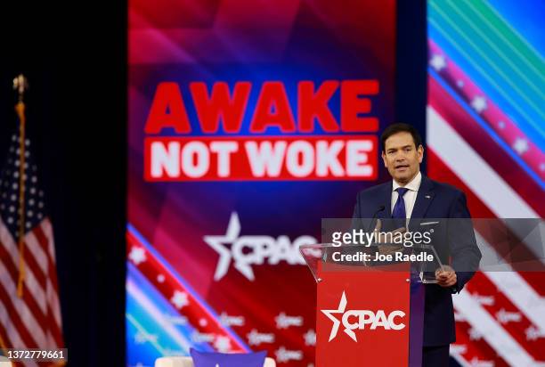 Sen. Marco Rubio speaks during the Conservative Political Action Conference at The Rosen Shingle Creek on February 25, 2022 in Orlando, Florida....