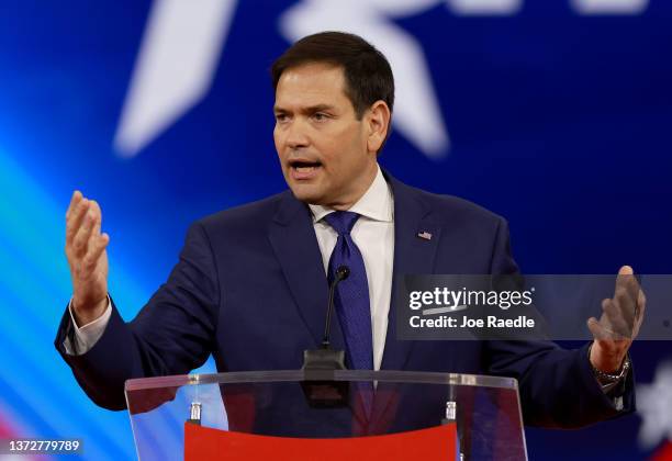 Sen. Marco Rubio speaks during the Conservative Political Action Conference at The Rosen Shingle Creek on February 25, 2022 in Orlando, Florida....