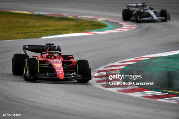 Carlos Sainz of Spain driving the Ferrari F1-75 on track during Day Three of F1 Testing at Circuit de Barcelona-Catalunya on February 25, 2022 in...