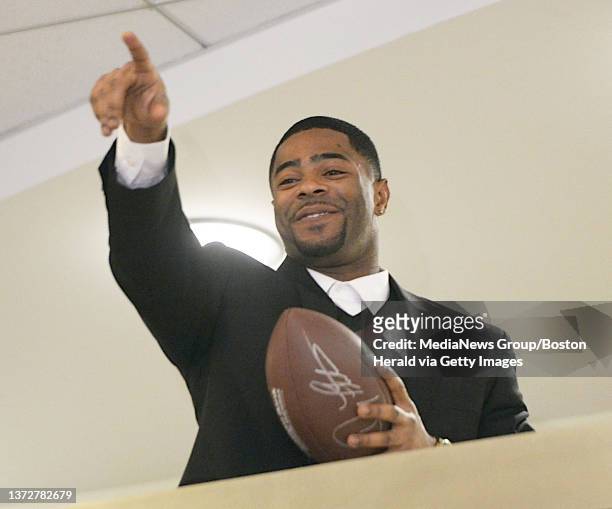 Patriots Super Bowl hero Malcolm Butler 'intercepted' a pass thrown by Eastern Bank spokesman Doug Flutie at the bank's 11th Annual "Community...