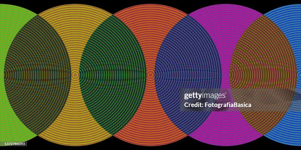 Intersecting multi colored circles pattern