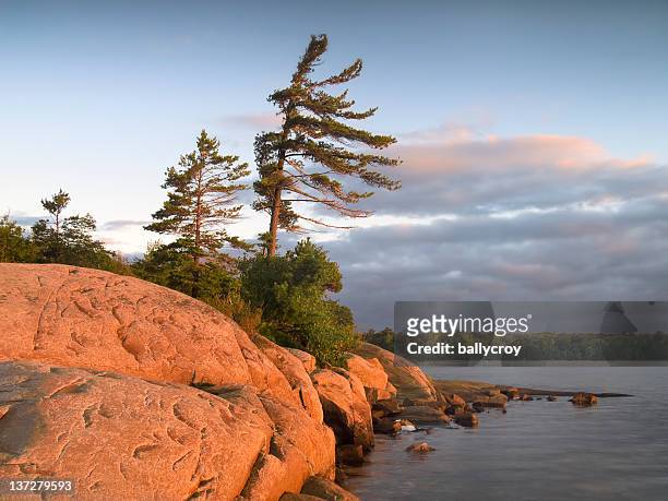sunrise on georgian bay on windy day - ontario canada stock pictures, royalty-free photos & images