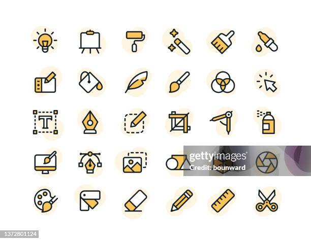 stockillustraties, clipart, cartoons en iconen met line graphic designer color icons - editor