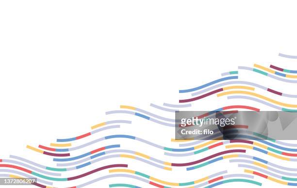 wave line abstract tech background - in a row stock illustrations