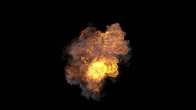 Aerial explosion with smoke on a black background.