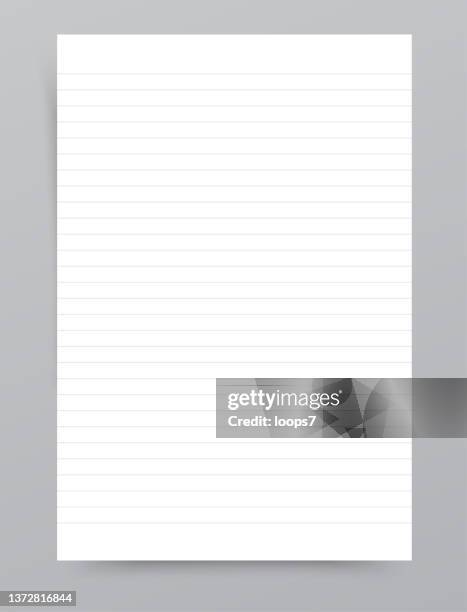 illustrazioni stock, clip art, cartoni animati e icone di tendenza di foglio di carta foderato bianco su sfondo grigio - note pad