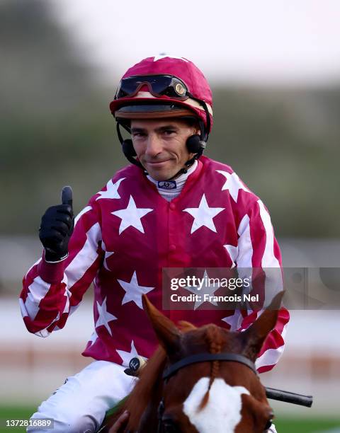 Ronan Thomas ridding Lauderdale wins the Al Rajhi Bank Handicap during the Saudi Cup 2022 - stc International Jockeys Challenge at King Abdulaziz...