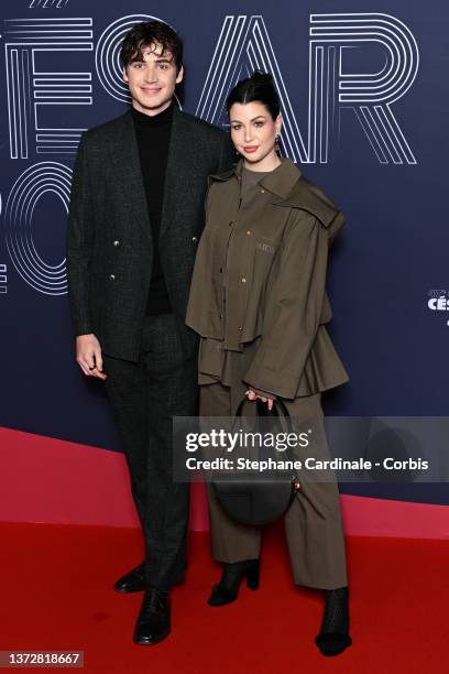 Marie Lopez and Henri PFR arrive at the 47th Cesar Film Awards Ceremony At L'Olympia on February 25, 2022 in Paris, France.