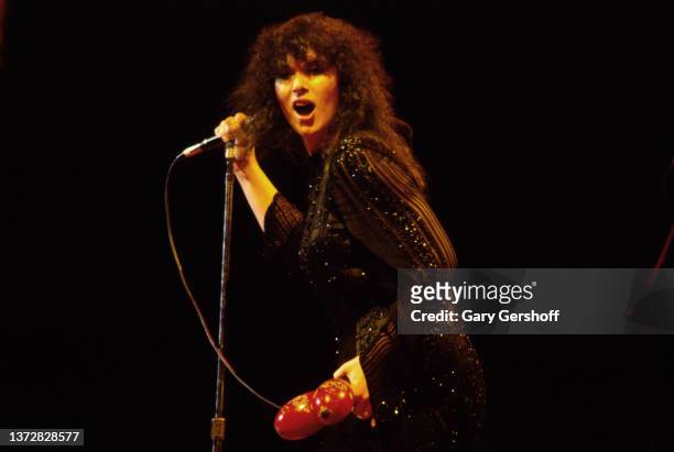American Rock musician Ann Wilson, of the group Heart, performs onstage at Radio City Music Hall, New York, New York, July 17, 1980.