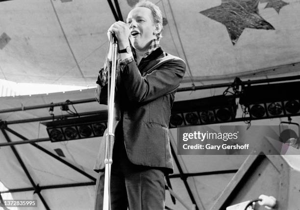 British Rock and Pop musician Joe Jackson performs onstage, during his 'Beat Crazy' tour, as part of the Dr Pepper Summer Music Festival at Central...