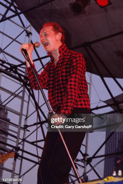 British Rock and Pop musician Joe Jackson performs onstage, during his 'Beat Crazy' tour, as part of the Dr Pepper Summer Music Festival at Central...