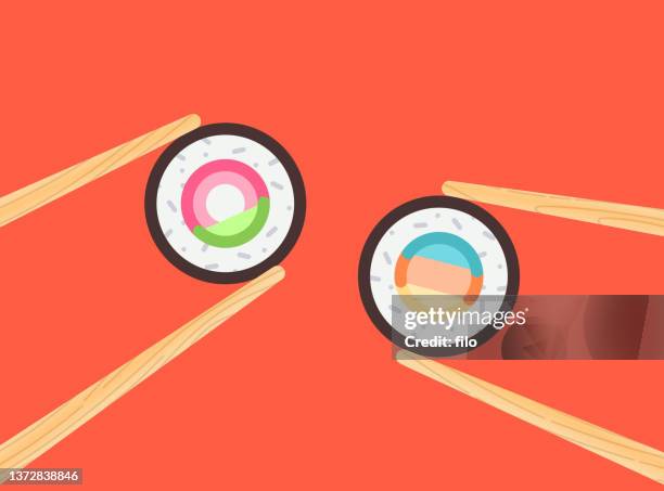 eating sushi - sushi stock illustrations