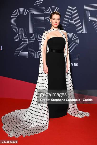 Lea Seydou arrives at the 47th Cesar Film Awards Ceremony At L'Olympia on February 25, 2022 in Paris, France.