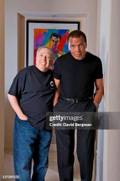 Portrait of former heavyweight champion Muhammad Ali and photographer Neil Leifer during photo shoot at Ali's home. Paradise Valley, AZ 1/5/2012...