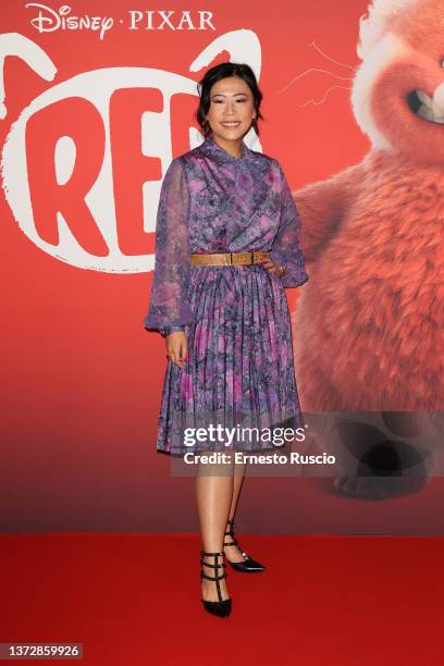 Director Domee Shi attends the "Red" premiere at Cinema Moderno on February 25, 2022 in Rome, Italy.