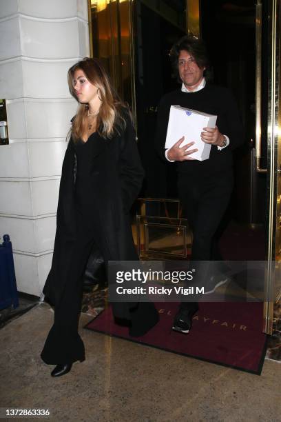 Alexa Louise Florence Hughes and Chris Hughes are seen at Isabel in Mayfair on February 25, 2022 in London, England.