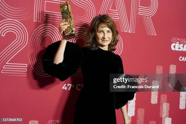 Valerie Lemercier poses with the Best Actress Cesar award for the movie “Aline” during the 47th Cesar Film Awards Ceremony At L'Olympia on February...