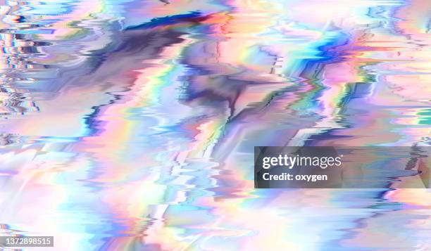 abstract mid-century distorted holographic foilneon light  glitch textured background - problems 個照片及圖片檔